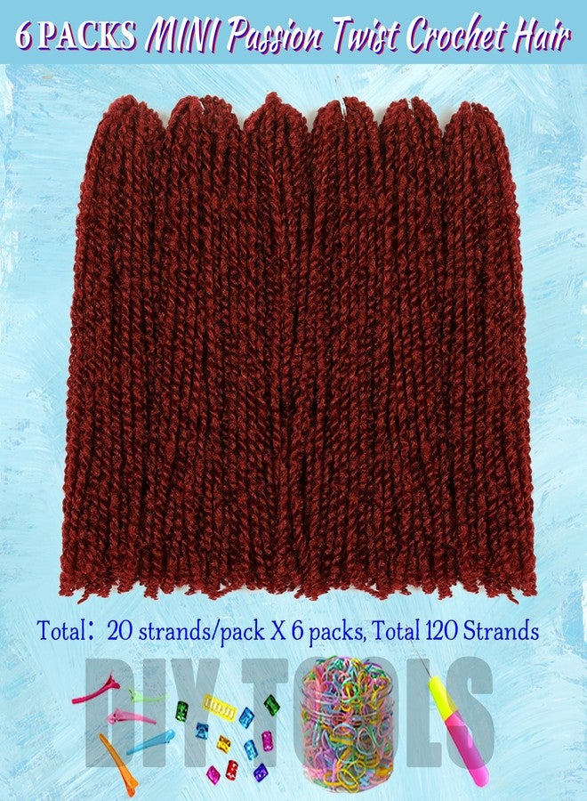 Miss Sula Mini Passion Twist Crochet Hair for Black Women-10 Inches 6 Packs Pure Burgundy Pre Twisted Elastic and Cuttable Hair Extensions,Braided by Soft Synthetic Twist Bohemian Curl(10"-6P,BUG#) - Image 5