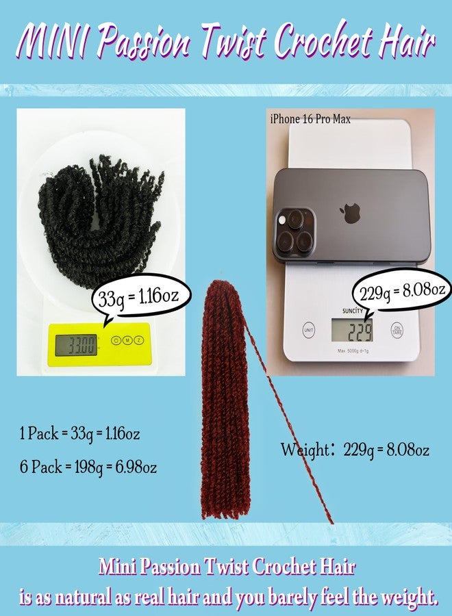 Miss Sula Mini Passion Twist Crochet Hair for Black Women-10 Inches 6 Packs Pure Burgundy Pre Twisted Elastic and Cuttable Hair Extensions,Braided by Soft Synthetic Twist Bohemian Curl(10"-6P,BUG#) - Image 4