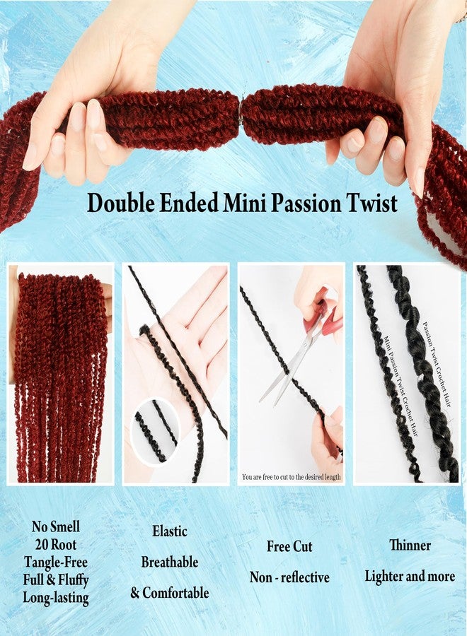Miss Sula Mini Passion Twist Crochet Hair for Black Women-10 Inches 6 Packs Pure Burgundy Pre Twisted Elastic and Cuttable Hair Extensions,Braided by Soft Synthetic Twist Bohemian Curl(10"-6P,BUG#) - Image 3