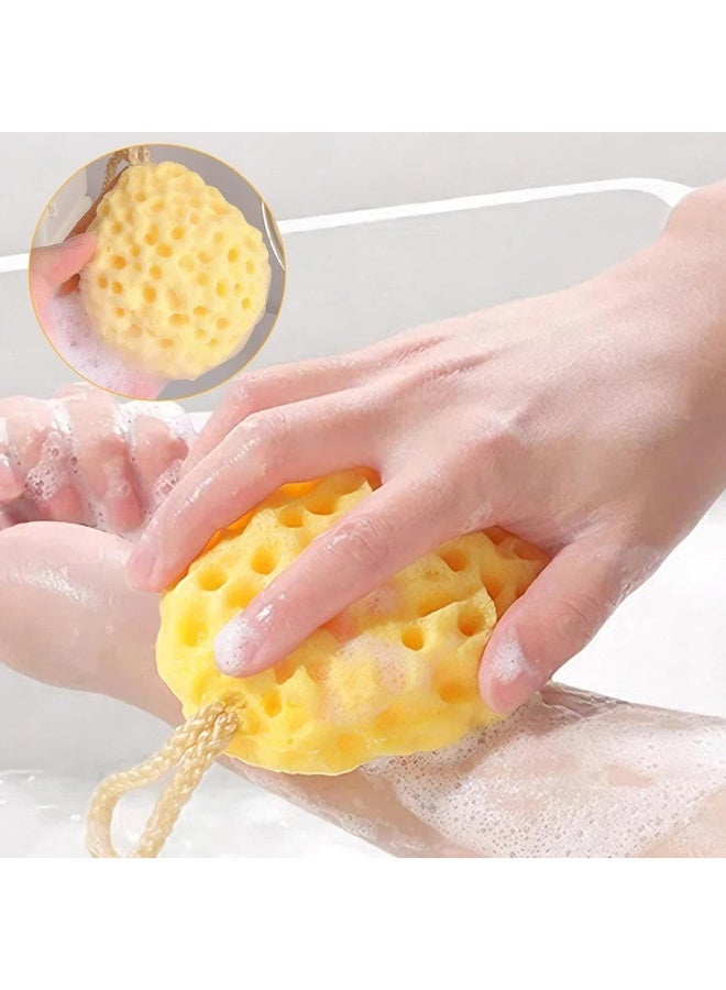 3 Pcs Honeycomb Bath Sponge Set, Super Soft Body Scrubber for Men Women & Kids, Gentle Cleansing & Exfoliating Shower Ball, Skin-Friendly Bathing Accessories (Yellow, Green, Pink) - Image 5