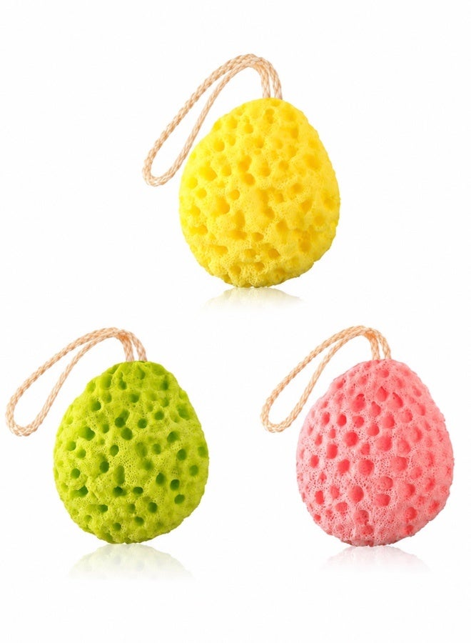 3 Pcs Honeycomb Bath Sponge Set, Super Soft Body Scrubber for Men Women & Kids, Gentle Cleansing & Exfoliating Shower Ball, Skin-Friendly Bathing Accessories (Yellow, Green, Pink) - Image 1