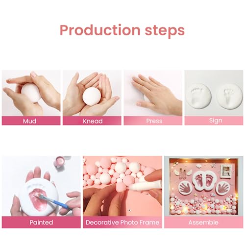 PATPAT® Baby Clay Footprint & Hand Print Kit Golden Paints Baby Hand & Foot Clay Kit with 12 Inches Photo Frame & Accessories Newborn Handprint and Footprint Clay Kit - Image 5