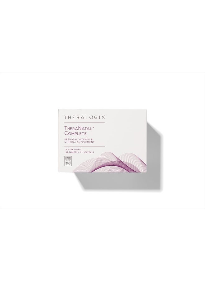 Theralogix - TheraNatal Complete Prenatal Vitamin Supplement - 91-Day Supply - with DHA, Vitamin D3, Folate, Iodine, Choline, Iron, Vitamin B6 & More - NSF Certified - 182 Tablets & 91 Softgels - Image 1
