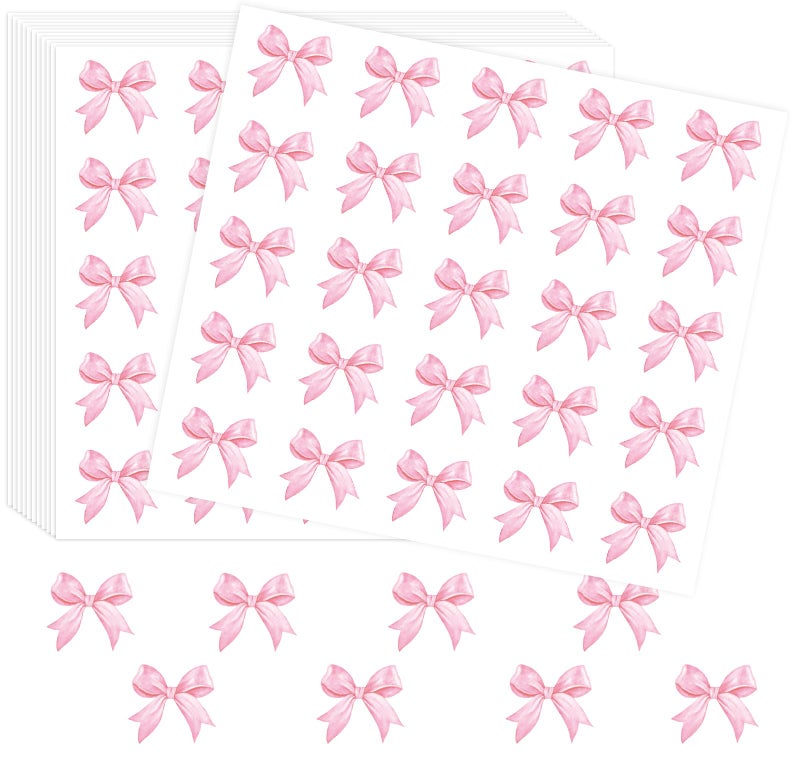 Whaline 500Pcs Pink Bow Sticker Watercolor Bow Tie Seal Sticker Cute Coquette Bowknot Paper Decal SelfAdhesive Label Sticker for Card Envelope Gift Wrapping