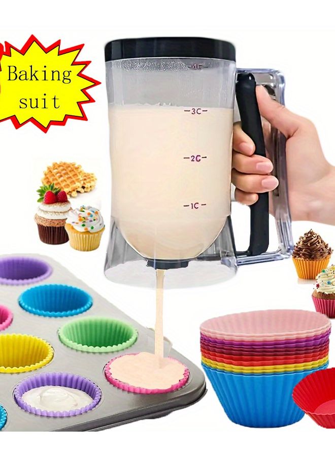 12 قطعة قوالب كب كيك متعددة الألوان مع موزع عجين أسود غير لاصق وسهل التنظيف - Image 2