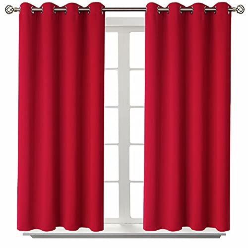 BGment Room Darkening Curtains 54 Inches Long  Grommet Thermal Insulated Drapes Window Treatment Curtains for Bedroom 2 Panels 52 x 54 Inch Red