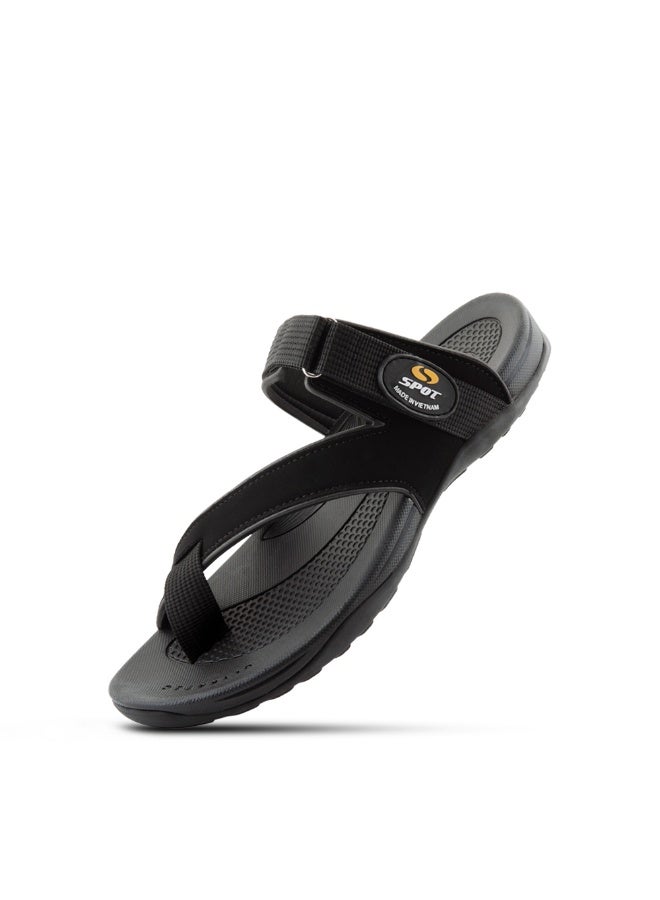 سبوت نعال سبوت للرجال مع قبضة ممتازة من جلد البولي يوريثان والنوبوك SS-75 باللون الأسود - Image 1