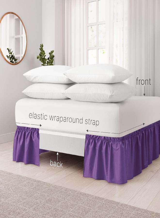 Ruffled Purple King Bed Skirt - Hotel-Quality Ruffles for King Beds with 12 in. Drop - Elastic Wrap Around Dust Ruffle King Bedskirt for Easy Fitting with Brushed Fabric by CGK Unlimited
