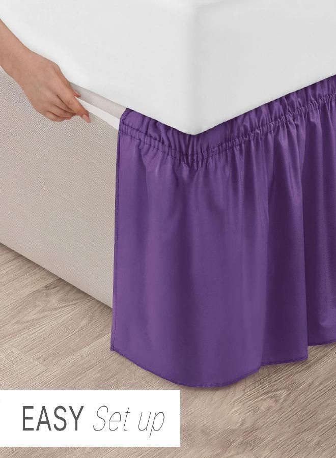 Ruffled Purple King Bed Skirt - Hotel-Quality Ruffles for King Beds with 12 in. Drop - Elastic Wrap Around Dust Ruffle King Bedskirt for Easy Fitting with Brushed Fabric by CGK Unlimited