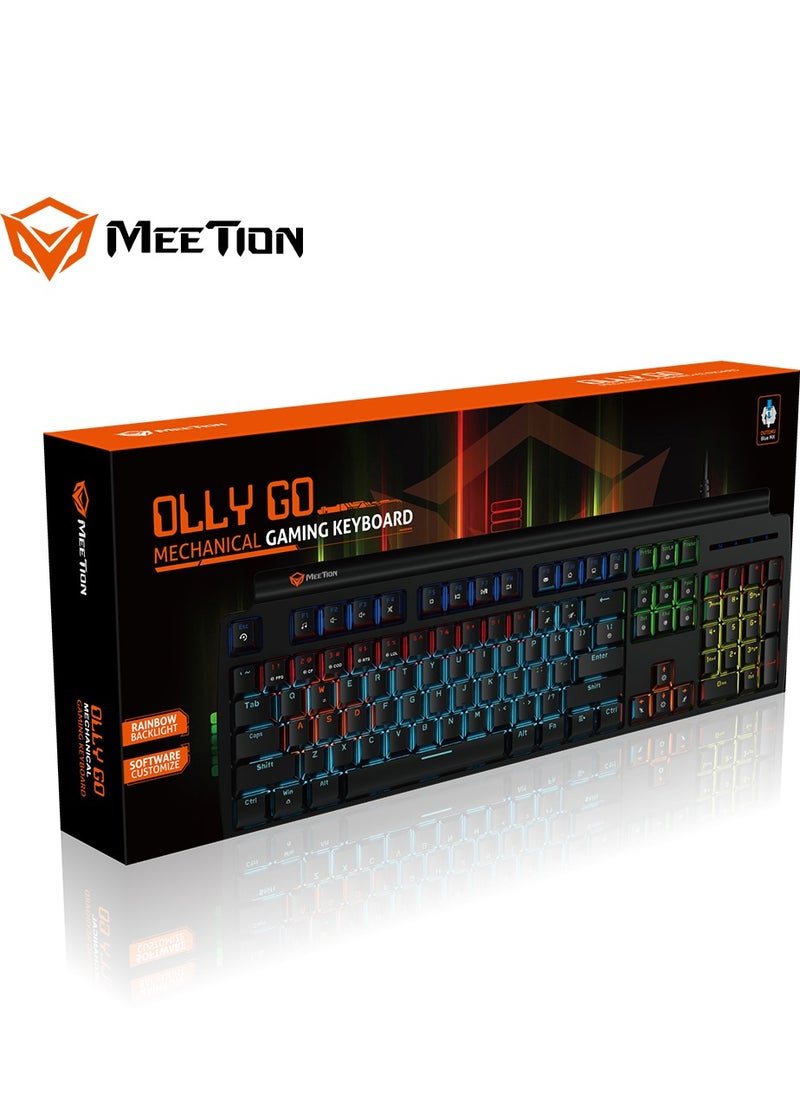 Meetion - Meetion MK600 Mechanical Keyboard Anti-ghosting Full keys No. of keys 104/105 Keyboard Type best combination of RGB lights Black Body OS Compatibility Windows XP/Vista/7/8/10  MAC OS X Interface USB - Image 1