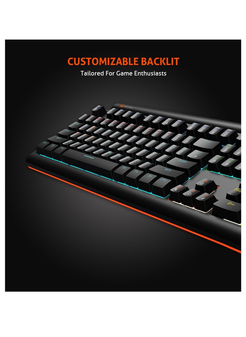 Meetion - Meetion MK600 Mechanical Keyboard Anti-ghosting Full keys No. of keys 104/105 Keyboard Type best combination of RGB lights Black Body OS Compatibility Windows XP/Vista/7/8/10  MAC OS X Interface USB - Image 1