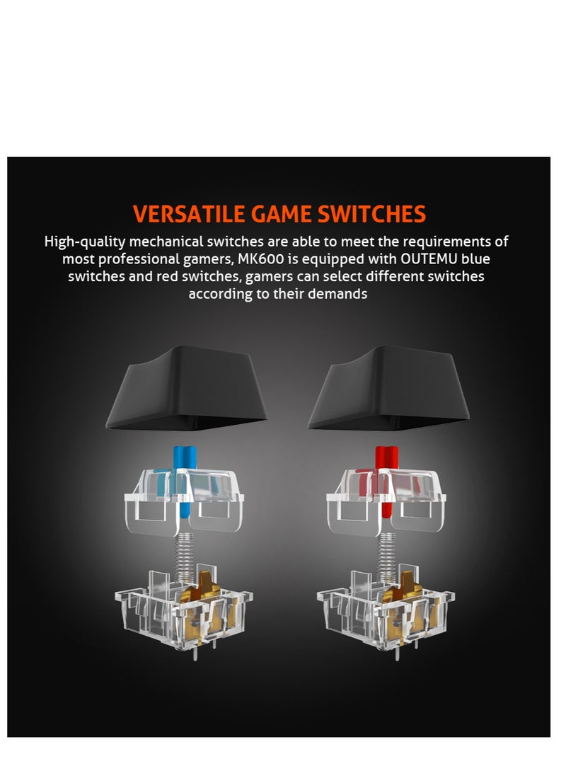 Meetion - Meetion MK600 Mechanical Keyboard Anti-ghosting Full keys No. of keys 104/105 Keyboard Type best combination of RGB lights Black Body OS Compatibility Windows XP/Vista/7/8/10  MAC OS X Interface USB - Image 1