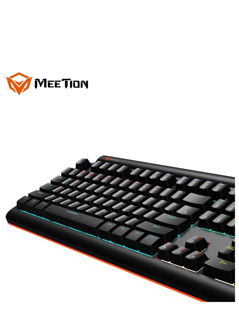 Meetion - Meetion MK600 Mechanical Keyboard Anti-ghosting Full keys No. of keys 104/105 Keyboard Type best combination of RGB lights Black Body OS Compatibility Windows XP/Vista/7/8/10  MAC OS X Interface USB - Image 1