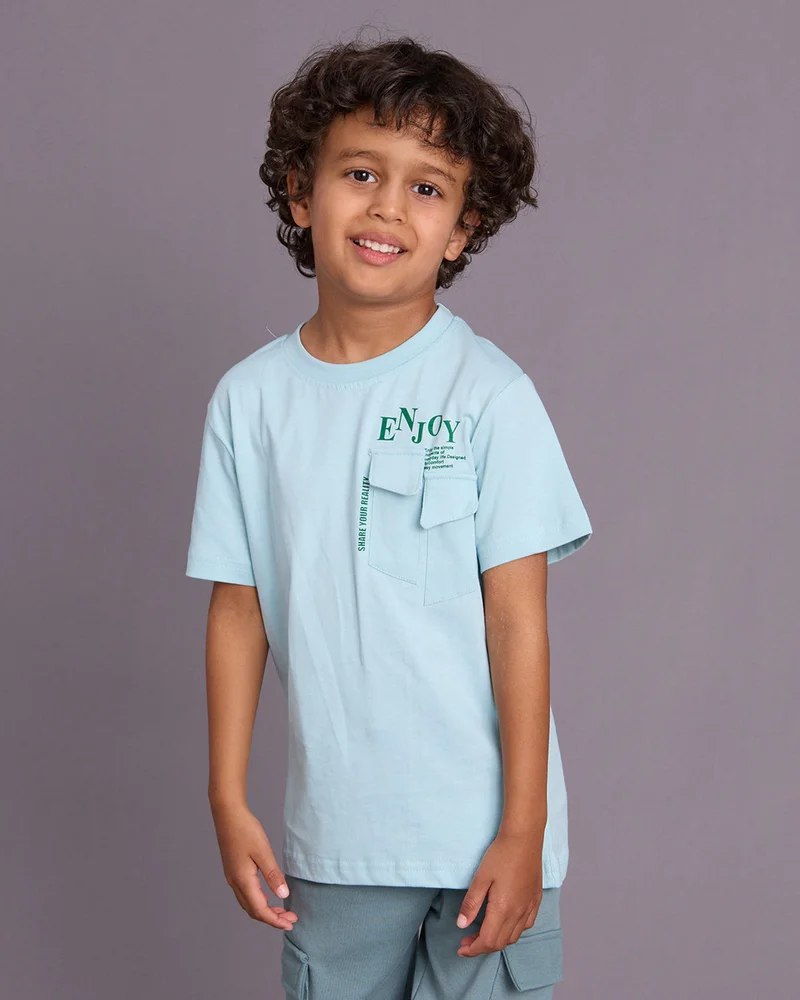 Redtag Boys Blue Embellished T-Shirt