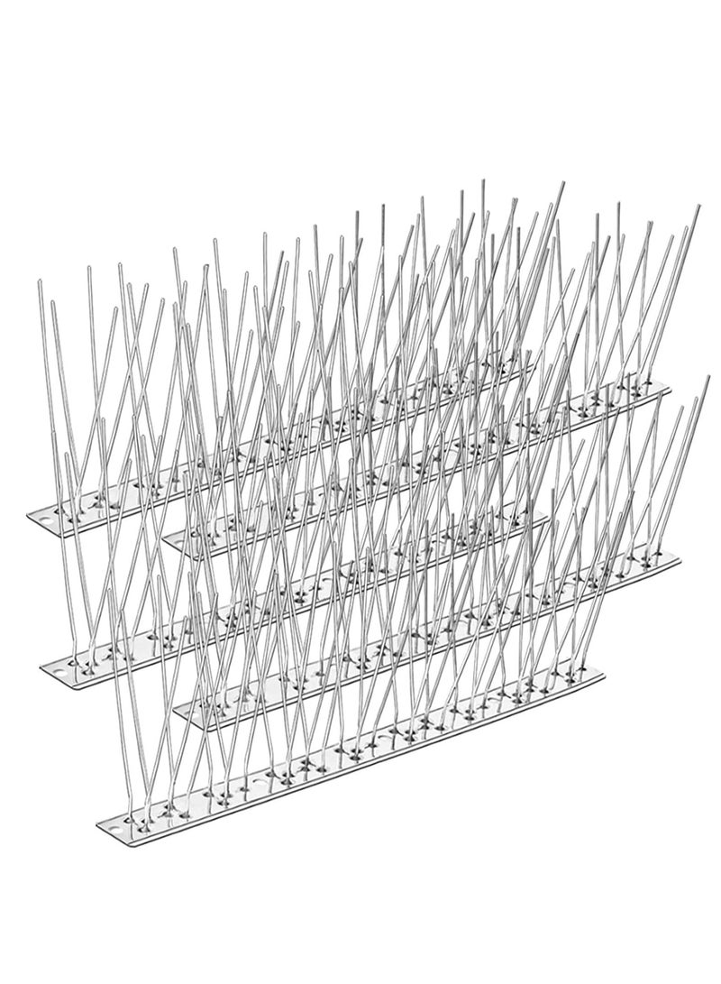 مسامير الطيور المصنوعة من الفولاذ المقاوم للصدأ فعالة لردع الحيوانات والحمام والطيور الصغيرة، لا تحتوي على بلاستيك، قاعدة مرنة، حماية رائعة للأسطح المسطحة أو المنحنية - 100 سم (قطعتان) - Image 2