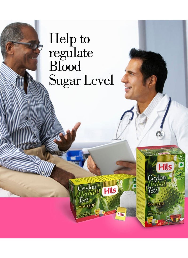 HILS - Organic Soursop Fruit Herbal Tea 25 Tea Bags per Pack with Health Benefits Such as Cancer Prevention - Image 1