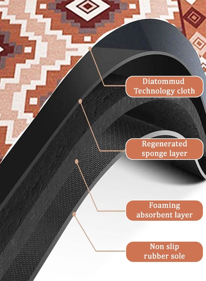 MLADEN 2PCS Thickening Diatom Mud Bath Mat Set Bathroom Kitchen Rug Mat Extra Soft and Absorbent Bath Rugs Non-Slip Quick Drying Floor Bath Tub Mat for Bathroom Floor Tub and Shower 40*60CM+40*120CM - Image 4