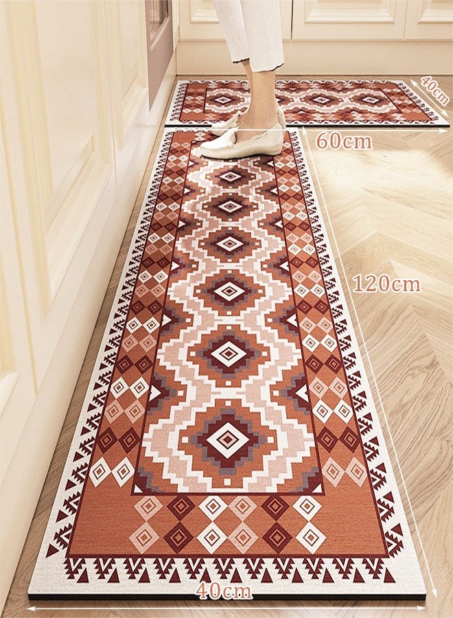 MLADEN 2PCS Thickening Diatom Mud Bath Mat Set Bathroom Kitchen Rug Mat Extra Soft and Absorbent Bath Rugs Non-Slip Quick Drying Floor Bath Tub Mat for Bathroom Floor Tub and Shower 40*60CM+40*120CM - Image 2