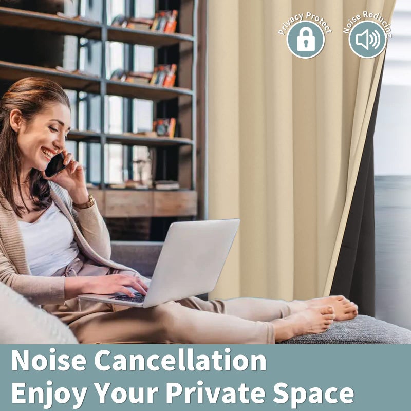 BGment الستائر المعزولة الحرارية بنسبة 100 ٪ من الستائر لغرفة النوم مع بطانة سوداء طبقة مزدوجة الغرفة الكاملة غامق ضوضاء الستار الجليدي (52 × 90 بوصة 2 لوحات 2) - Image 5