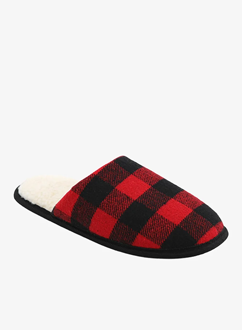 BRAVE SOUL MENS CHECKED LINED SLIPPERS