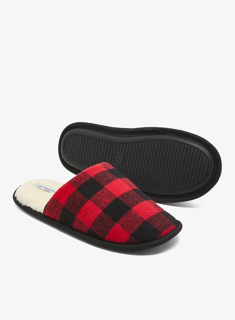 BRAVE SOUL MENS CHECKED LINED SLIPPERS - Image 3