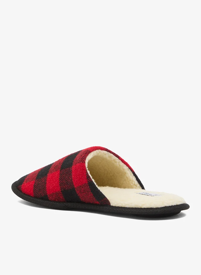 BRAVE SOUL MENS CHECKED LINED SLIPPERS