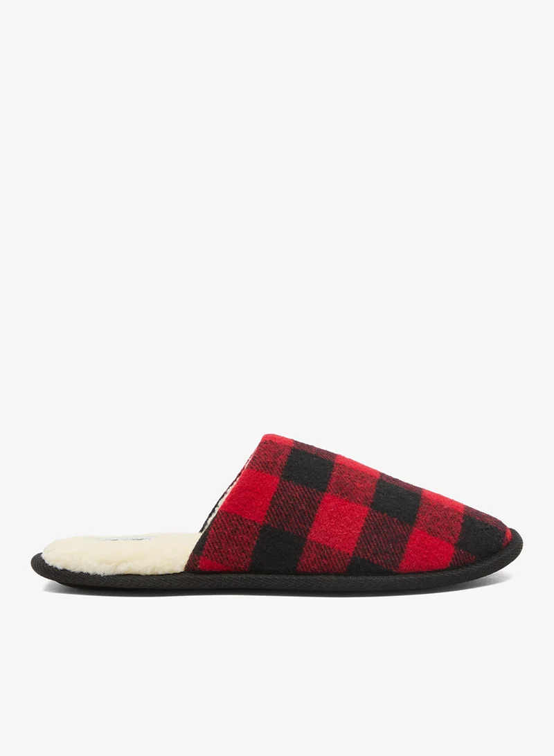 MENS CHECKED LINED SLIPPERS