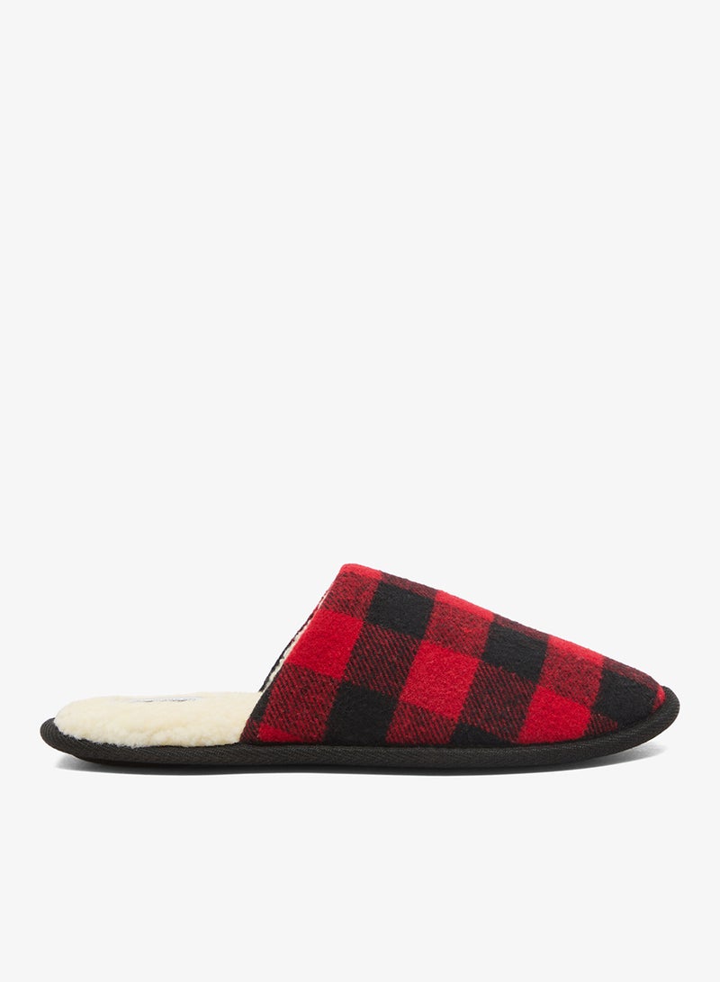 BRAVE SOUL MENS CHECKED LINED SLIPPERS - Image 1