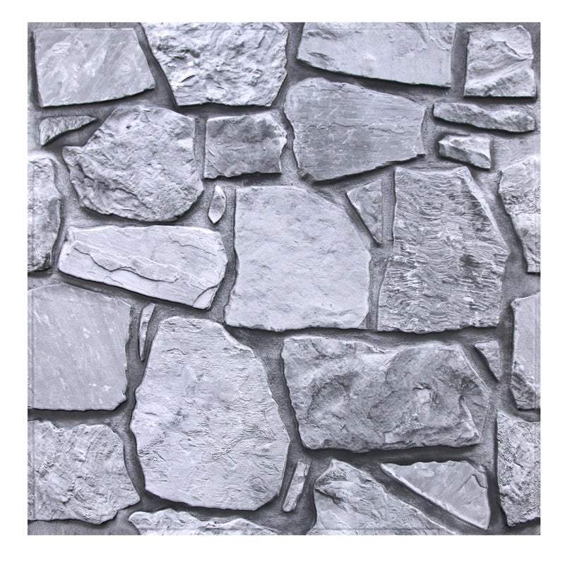 Commomy 3D Faux Stone Peel and Stick Wall Tiles Fake Stone Wall Sticker 10 Pcs of 118 x 118 Thin Ultralight PVC Rock Wall Tile Interior Wall Covering Kitchen BacksplashInterior Wall Decor - Image 2