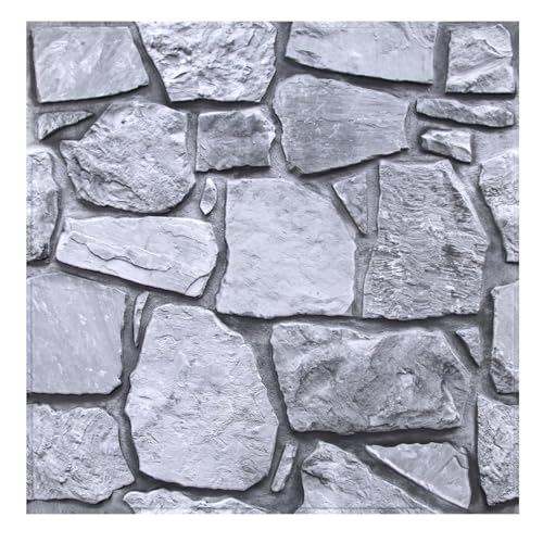 Commomy 3D Faux Stone Peel and Stick Wall Tiles Fake Stone Wall Sticker 10 Pcs of 118 x 118 Thin Ultralight PVC Rock Wall Tile Interior Wall Covering Kitchen BacksplashInterior Wall Decor - Image 1