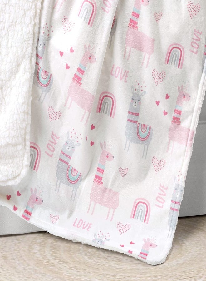 Lush Decor Llama Love Soft Sherpa Baby Receiving/Throw Blanket, 40" x 30", Pink - Image 2