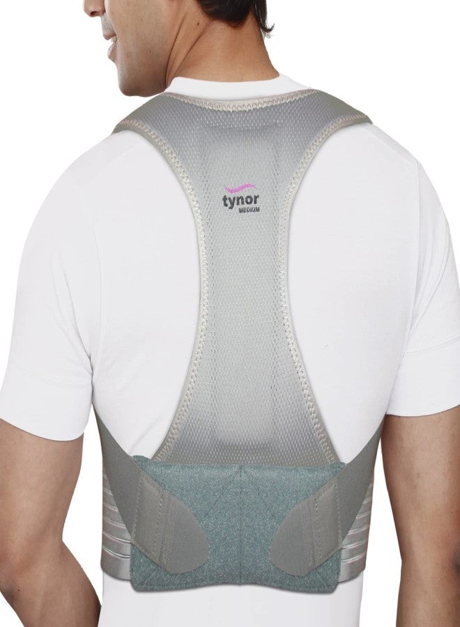 TYNOR Posture Corrector for Men & Women, Adjustable Upper Back Brace for Neck, Clavicle & Scoliosis, Breathable Hunchback & Spine Corrector with Hook Loop Closure (Grey, XL) - Image 1