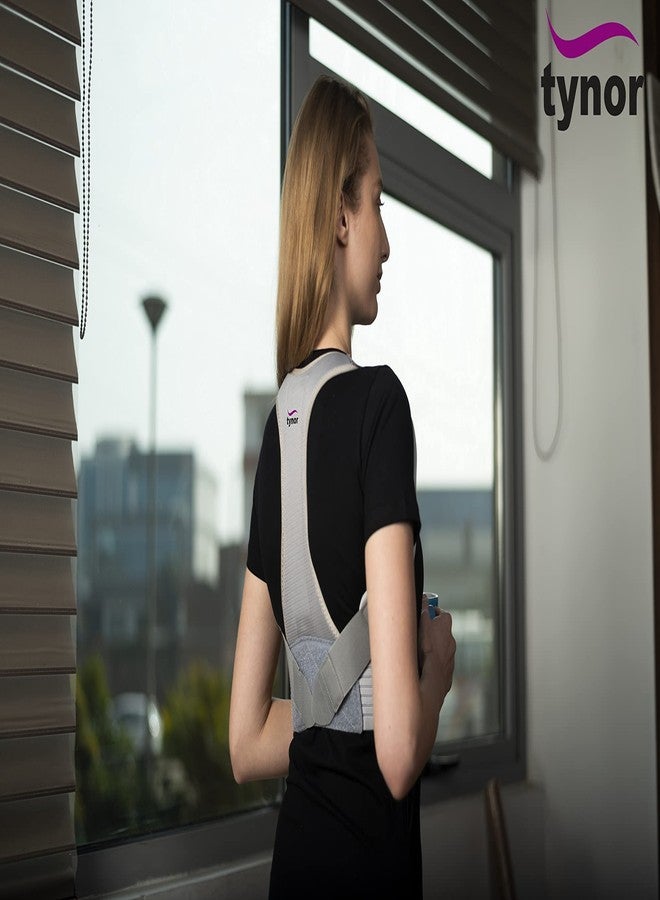 TYNOR Posture Corrector for Men & Women, Adjustable Upper Back Brace for Neck, Clavicle & Scoliosis, Breathable Hunchback & Spine Corrector with Hook Loop Closure (Grey, XL) - Image 5