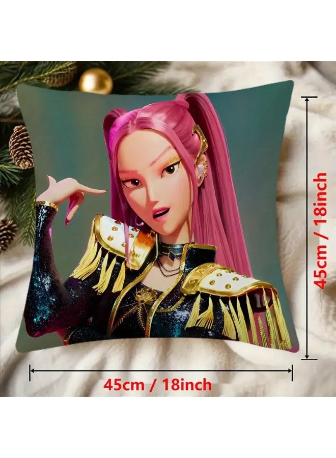 وسادة رمي فتاة الأنمي من K-pop Hunters قطعة واحدة - Image 4
