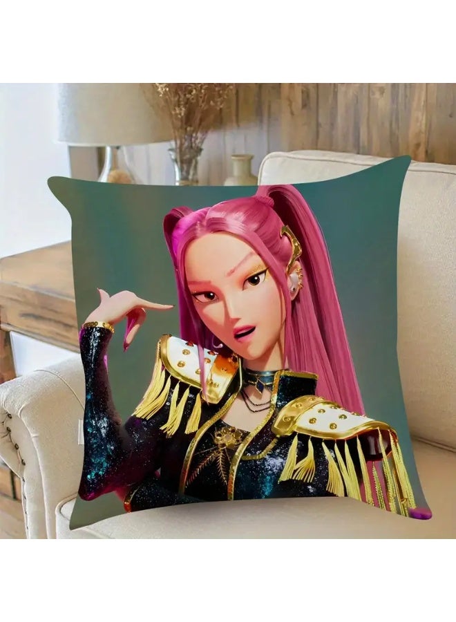 وسادة رمي فتاة الأنمي من K-pop Hunters قطعة واحدة - Image 2