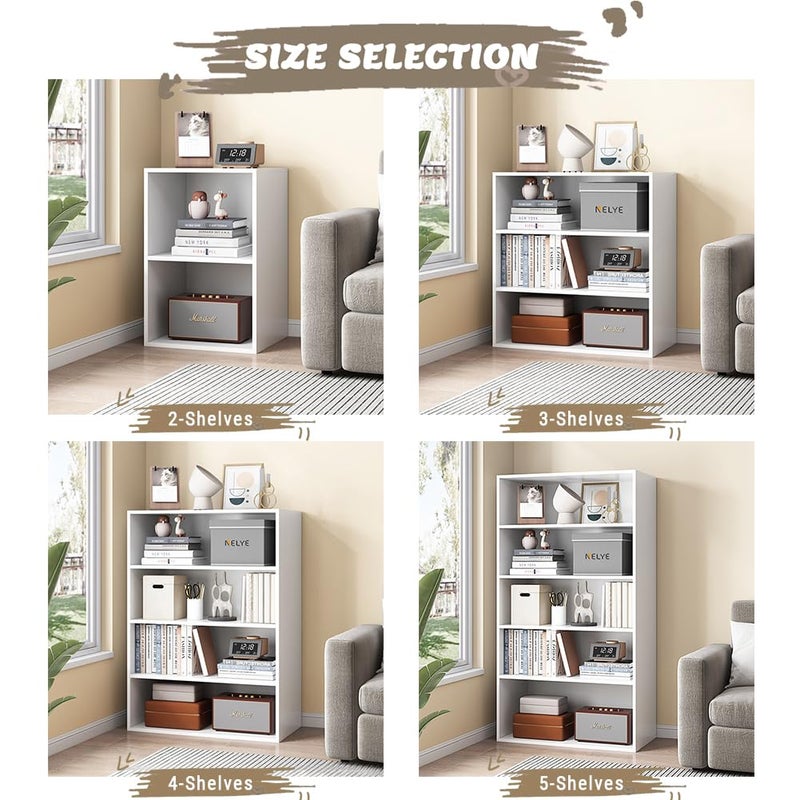 NELYE Basic Open Shelf Bookcase - 3-Tier Wooden Cube Storage Shelves Split Bookshelf, White - Image 4