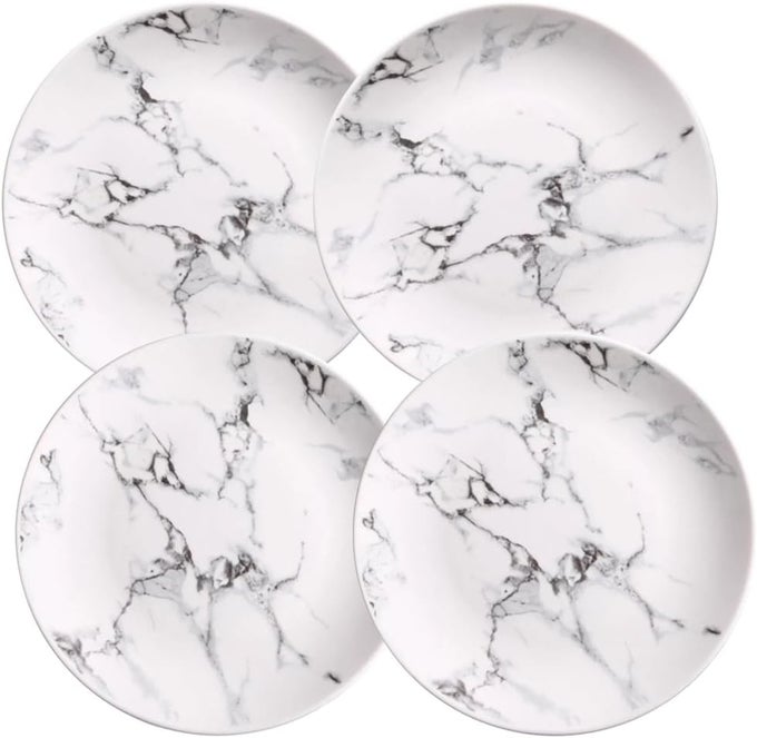 MARBLE DESIGN PORCELAIN DINNER ACCENT PLATES SET OF 4 10 INCHES