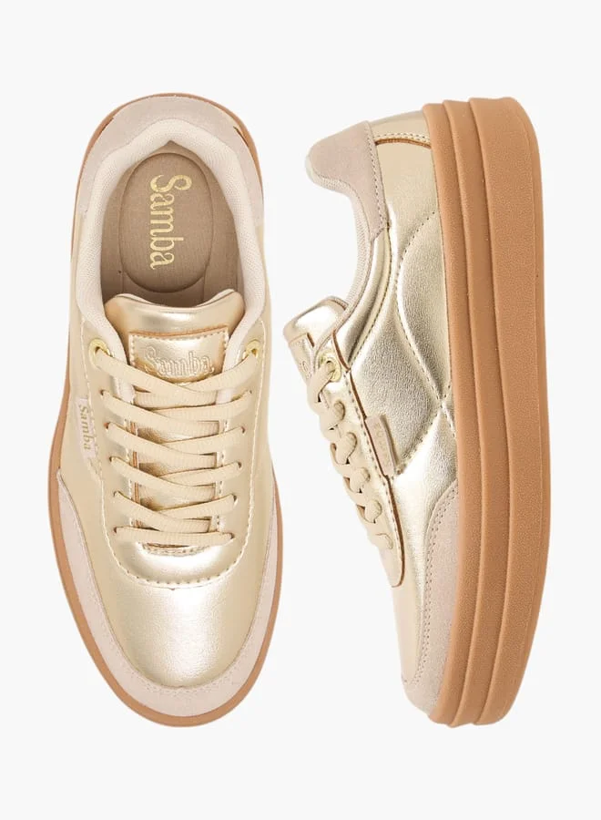 SAMBA Womens' Panelled Lace-Up Sneakers