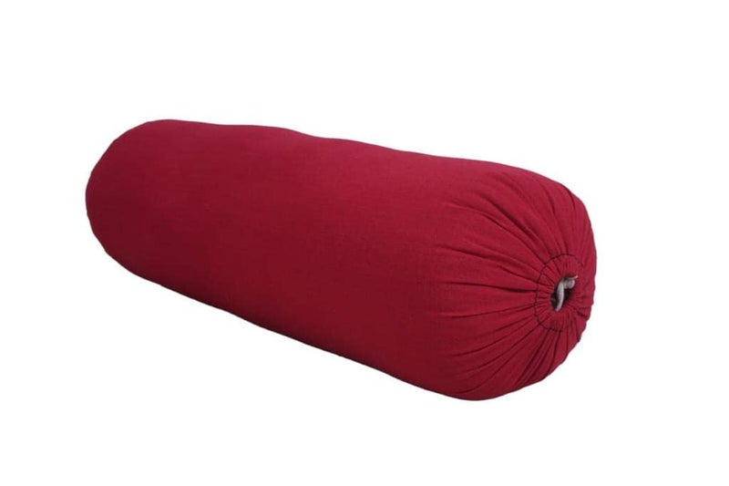 Generic Yoga Bolster Pillow Cotton Filled Cushion for Meditation Yoga Posture Correction Vajrasana Different Asanas Maroon Standard  - Image 1
