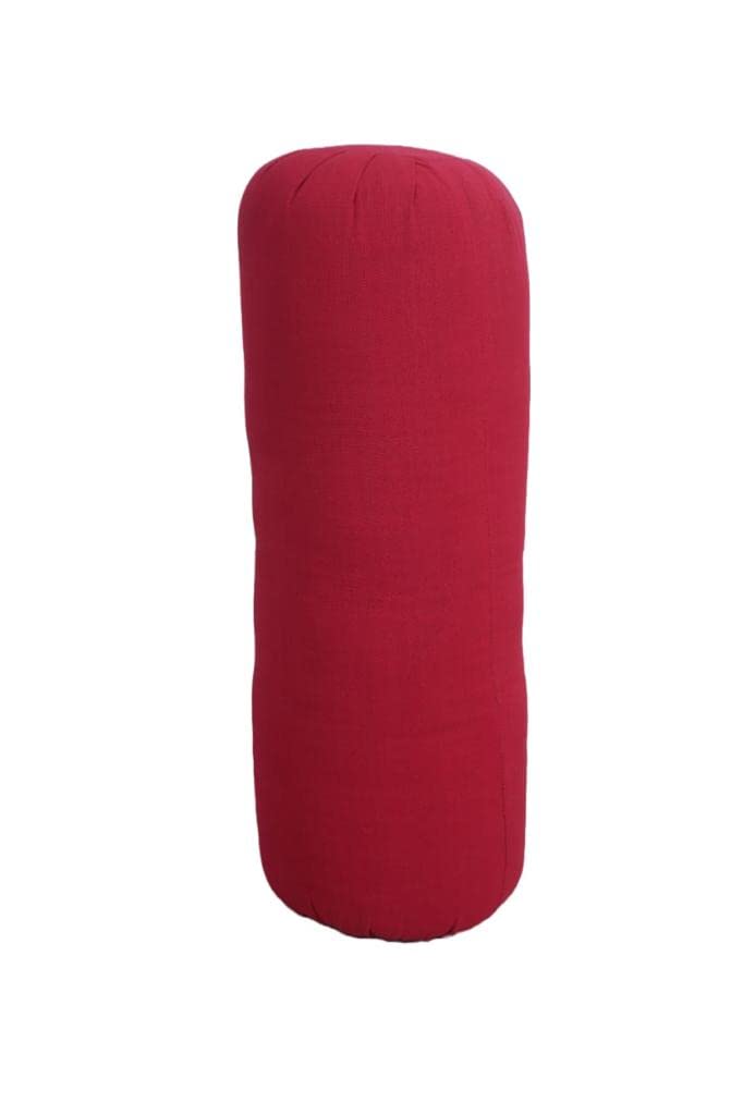 Generic Yoga Bolster Pillow Cotton Filled Cushion for Meditation Yoga Posture Correction Vajrasana Different Asanas Maroon Standard  - Image 3
