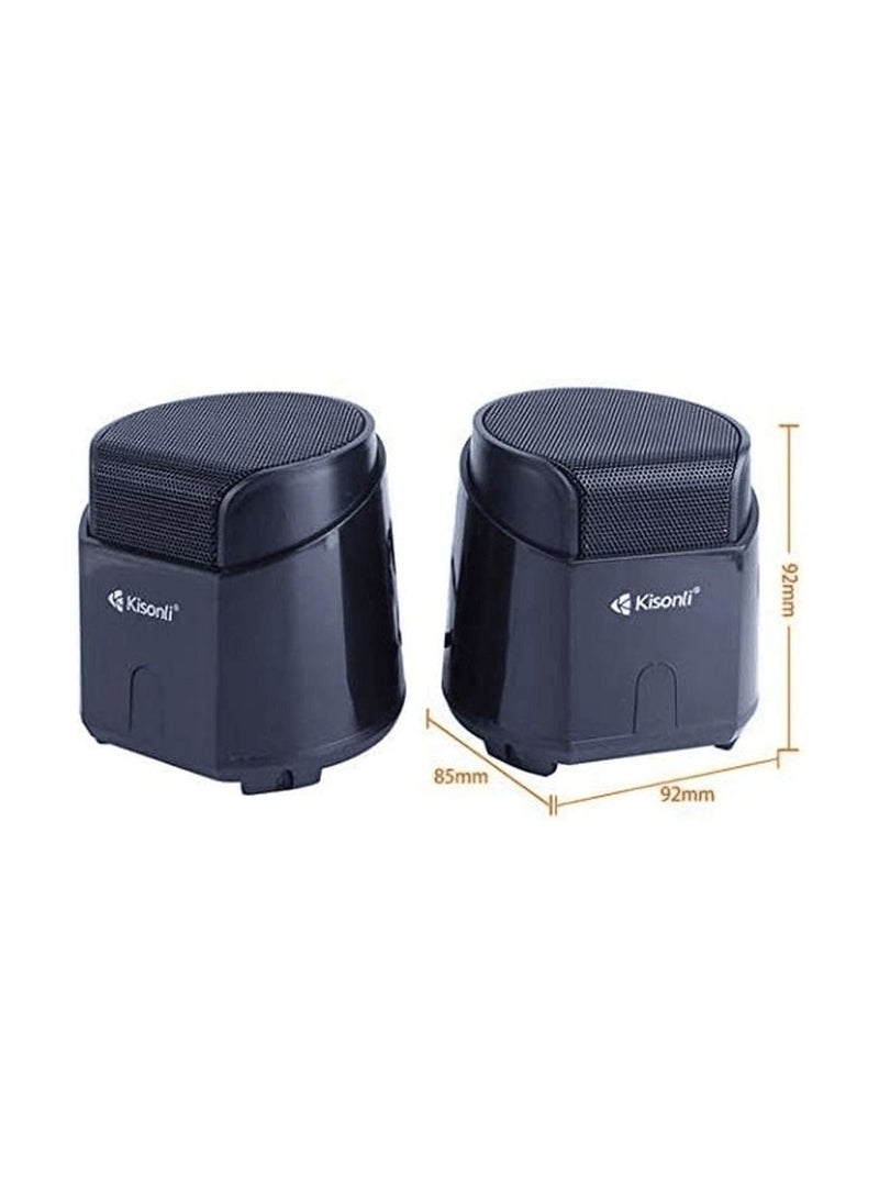 Kisonli K-500 Multimedia Subwoofer USB 2.0 Mini Speaker Input For Computer  Black - Image 3