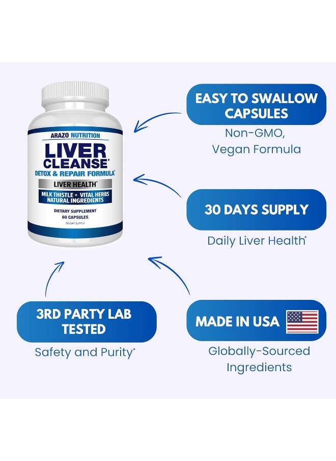 Arazo Nutrition Liver Cleanse Detox & Repair Formula – 22 Herbs Support Supplement: Milk Thistle Extracts Silymarin, Beet, Artichoke, Dandelion, Chicory Root  - Image 5