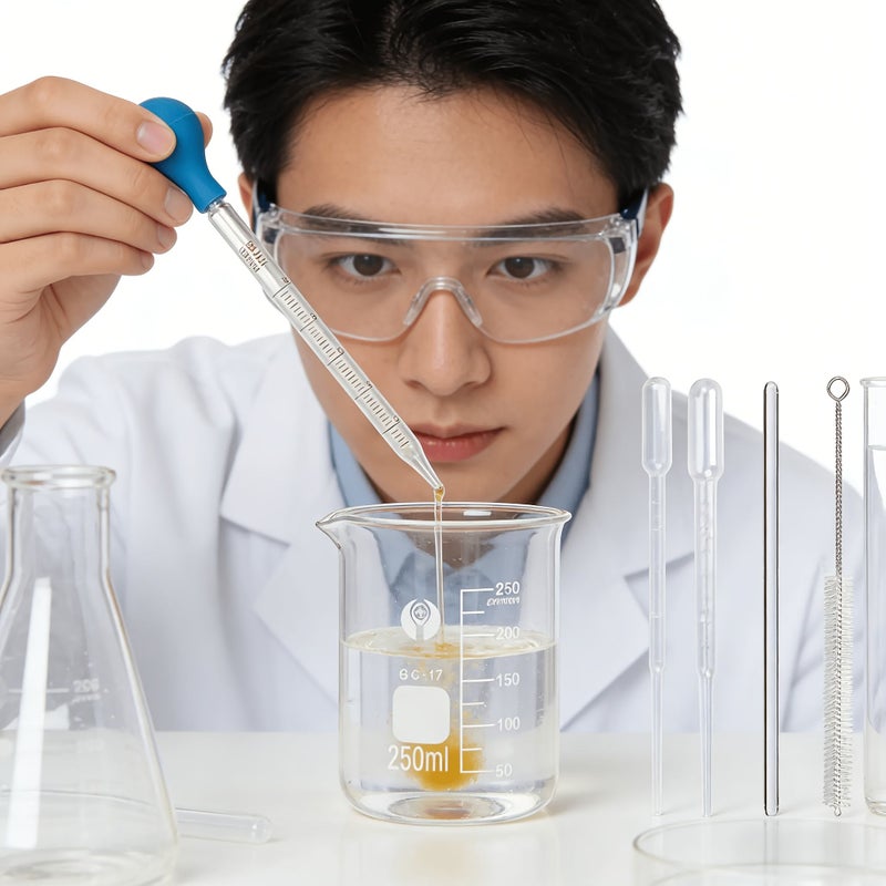 8.45oz High Borosilicate Glass Beaker Set 1 Pack with Dropper Rod Brush - Image 3