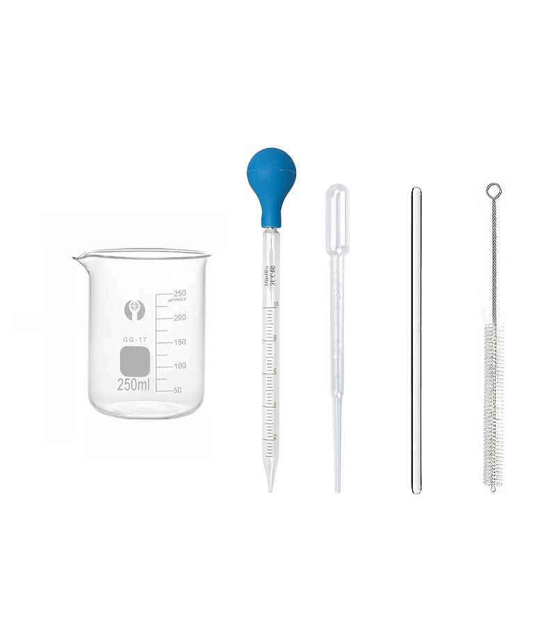 8.45oz High Borosilicate Glass Beaker Set 1 Pack with Dropper Rod Brush - Image 1