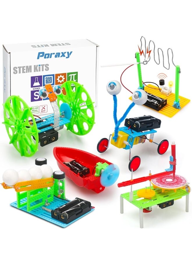 Poraxy 6 Set STEM Kits, DC Motor Electronic Robotic for Kids Age 8-12, STEM Projects, DIY Science Experiments Circuit Building Kits, Electric Robot Toy, Gift for 8 9 10 11 12 Year Old Boys and Girls  - Image 3