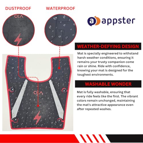 APPSTER Floormat | Footmat for Ola S1 Pro Gen 2 | S1 Air | S1X Electric Scooter (Red & Black) - Image 4