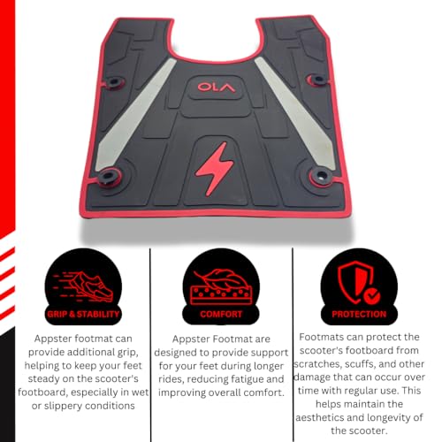 APPSTER Floormat | Footmat for Ola S1 Pro Gen 2 | S1 Air | S1X Electric Scooter (Red & Black) - Image 3