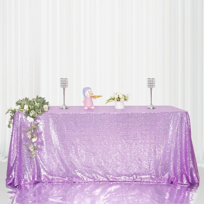 Poise3EHome Lavender Sequin Tablecloth 90?132 Inch Rectangle Sparkly Fabric Table Cloth for Birthday Wedding Party Holiday Baby Shower Christmas Decoration - Image 2