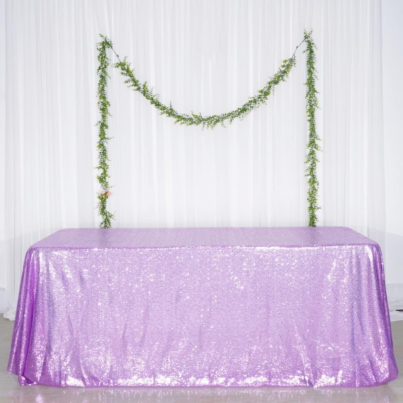 Poise3EHome Lavender Sequin Tablecloth 90?132 Inch Rectangle Sparkly Fabric Table Cloth for Birthday Wedding Party Holiday Baby Shower Christmas Decoration - Image 1