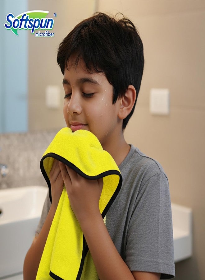 SOFTSPUN Microfiber Baby Hand & Face Towel 2 Pcs 280 GSM 40X60 Yellow | Super Soft & Silky for Hand, Face, Body - Hypoallergenic Sensitive Skin Wipes & Washcloths - Image 5